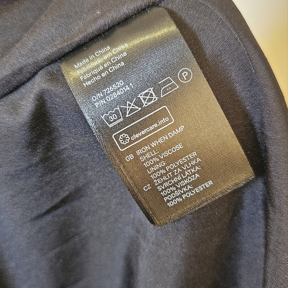 H&M black and white palm sleeveless viscose lined flare high-low mini dress sz 6 - Picture 3 of 8